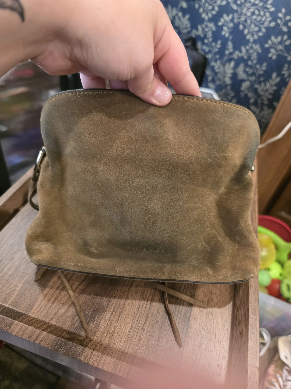Rebecca Minkoff Darren Suede Drawstring Crossbody Bag in Brown
